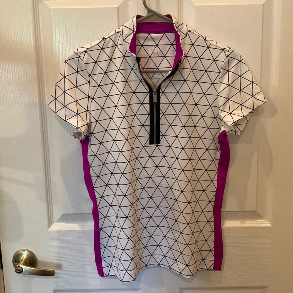 Tail Shirt Womens size S Black White Pink Short Sleeve 1/4 Zip Golf Tennis